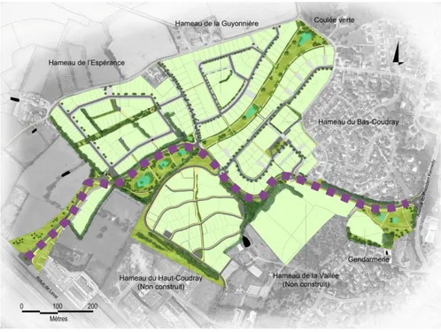 Figure 10 : Plan masse du projet  Auteur : D. Humeau d’après Vu d’Ici – Août 2015 