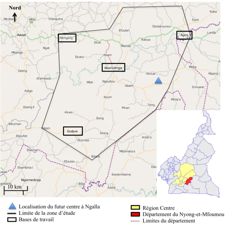 Figure 1 : localisation de la zone d’étude dans le pays et au sein du département 