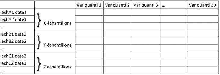 Tableau 3 : Structure du tableau de données maturation 2011 