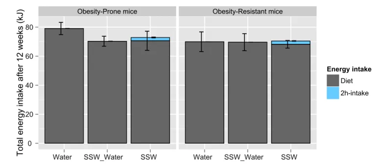 Figure 6. Effects of SSW access and WD sensitivity on total energy intake after 12  weeks