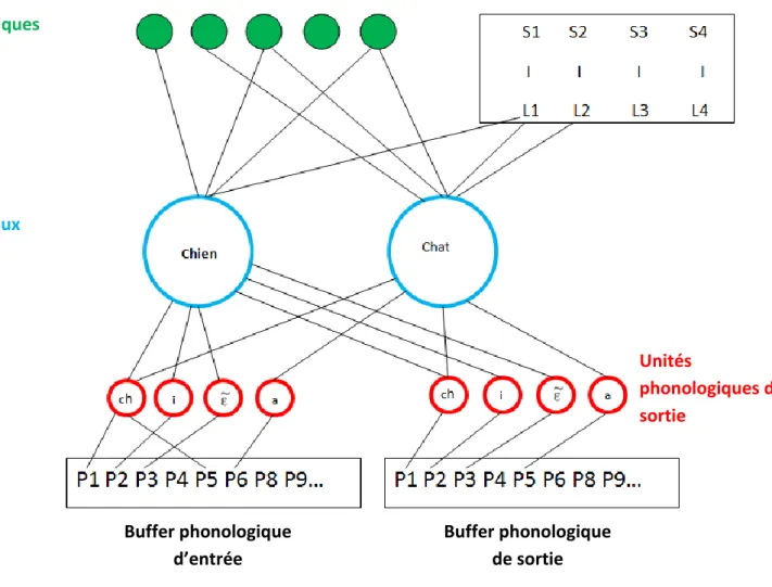 Figure 6. : Modèle interactif du traitement langagier et de la mémoire à court terme verbale de R.C