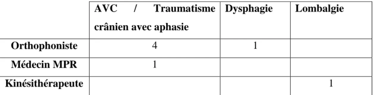 Tableau 5 : Domaines des programmes d’ETP envisagés par les participants 