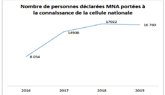 Figure 1. Evolution du nombre de MNA en France. 2