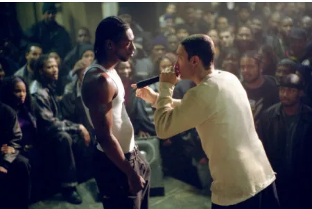 Illustration 1: Image de battle de rap extraite du film 8 Mile, réalisé par Curtis Hanson inspiré du parcours d'Eminem, 2002