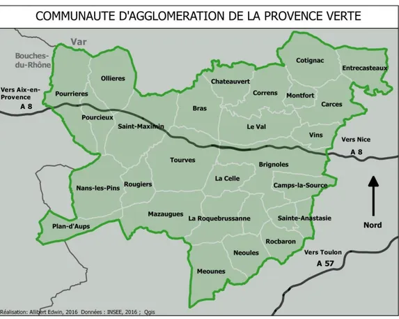 Figure 8 : Territoire de la Communauté d'Agglomération de la Provence Verte 