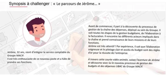 Figure 5 Proposition commerciale de SBT Human's Matter : proposition du synopsis pour le  projet "Macif UBAC"