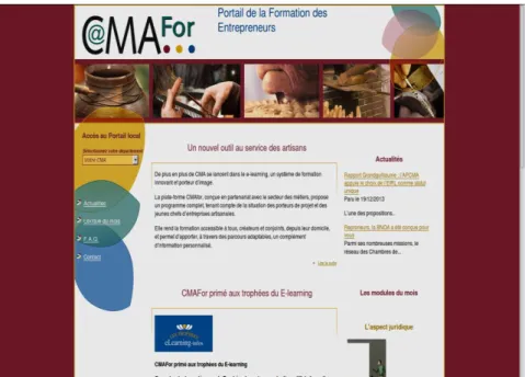Figure 2 : Capture d'écran de la page d'accueil de CMAFor 