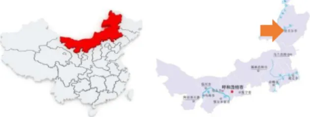 Figure 1. Province de mongolie-Intérieur à gauche 6   et la ville de Hulunbeier à droite 7 