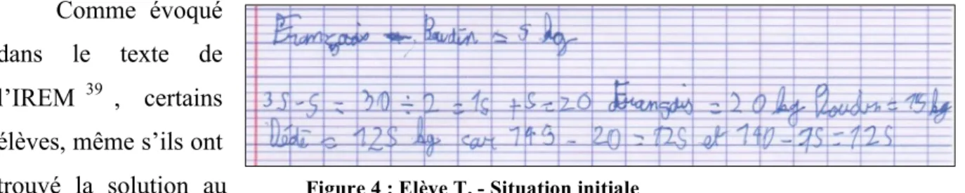 Figure 4 : Elève T. - Situation initiale 