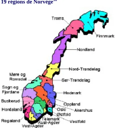 Figure 3. Les 19 régions de Norvège 10