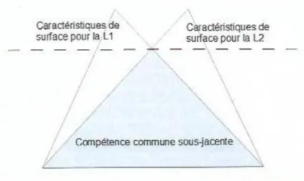 Figure 2 : Le « double iceberg » comme représentation de la compétence bilingue de  Cummins (2005) 25