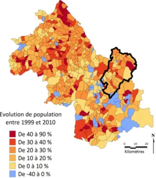 Figure  4  Evolution  de  la  population  entre  1999  et  2010  -  Communauté  de  Communes  du  Pays  du  Grésivaudan  et  Isère  (Source :  Insee  2010,  Réalisation :  Hans  CAZAUX  EPO  d’OPAH  CCPG) 