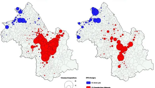 Figure  15  Evolution  du  prix  et  de  la  surface  des  maisons  neuves  -  Communauté de Communes du Pays du Grésivaudan (Source : Observatoire  des notaires de l’Isère 2013, Réalisation : Hans CAZAUX EPO d’OPAH CCPG)  Figure 13 Maisons acquises entre 