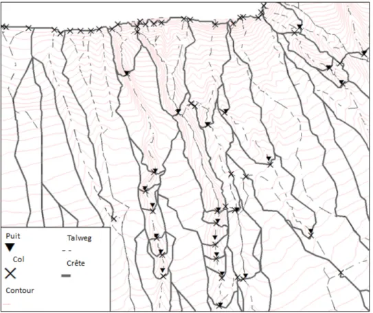 Figure 4.18 : Échantillon du réseau de surface au nord de l’estuaire. 
