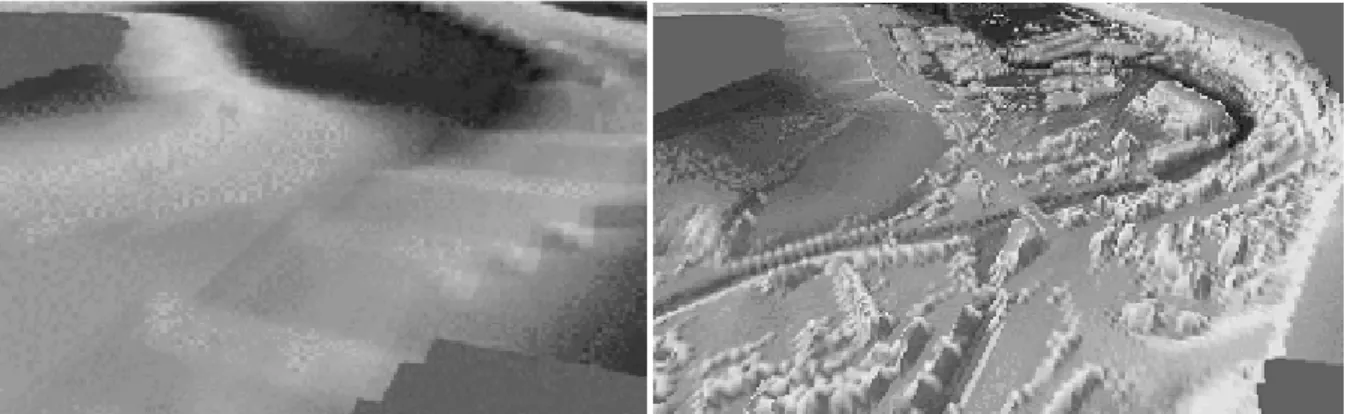 Figure 2. Town of Eupen: old IGN topography (left) and recent laser data (right) 