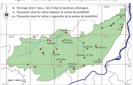 Figure 4 : Carte des paramètres posant problème en Hesbaye 