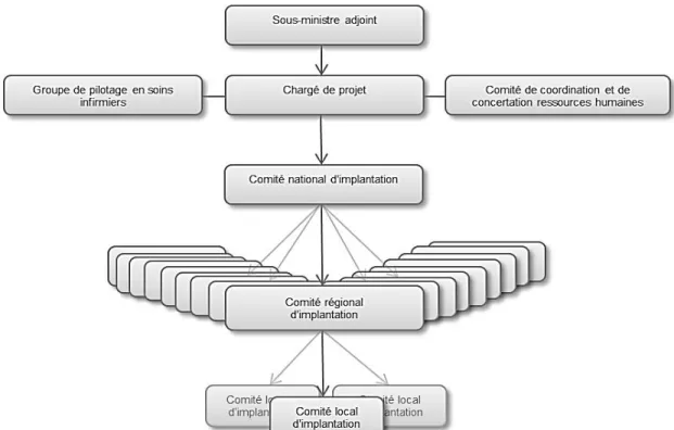 Figure 1 : Structure des comités d’implantation au Québec (Hains, 2009) 