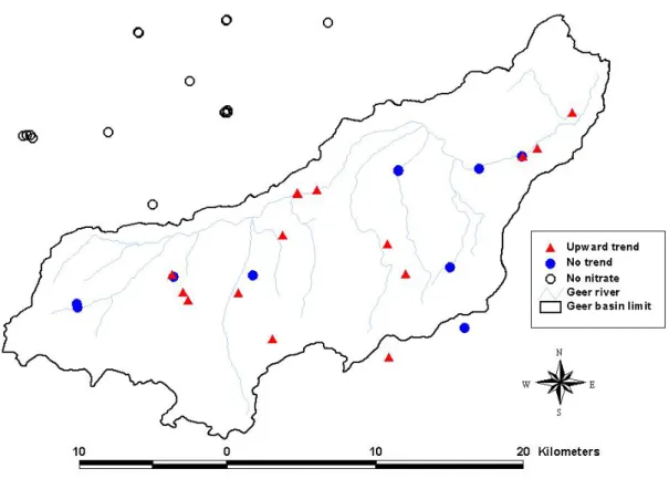 Figure 6: Spatial trend distribution in the Geer basin. 