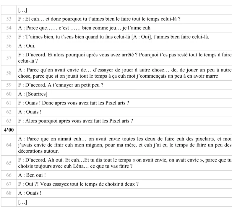 Figure 3 : Extrait d’un verbatim d’entretien d’explicitation 