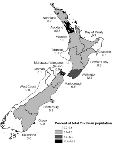 Figure 1: Distribution of Tuvaluan Population in New Zealand. 