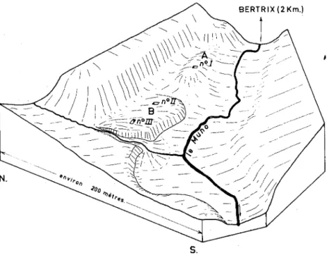 Fig.  6.  - Bloc-diagranune de la partie étudiée de la vallée du Muno,  à  l'aval  de  Bertrix