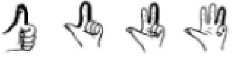 Figure 3: Exemple de collection témoins de doigts jusqu'à 4 