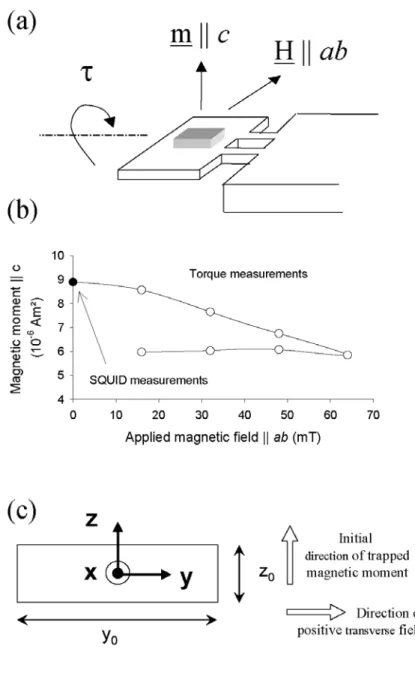 Figure 1. (a) Schematic illustration of the sample mounted on the platform used for torque measurements