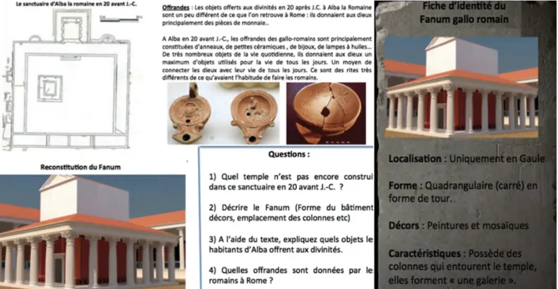 Figure   9   :   Première   partie   de   la   fiche   d’activité   sur   le   fanum   du   sanctuaire   d’Alba-­‐la-­‐Romain   