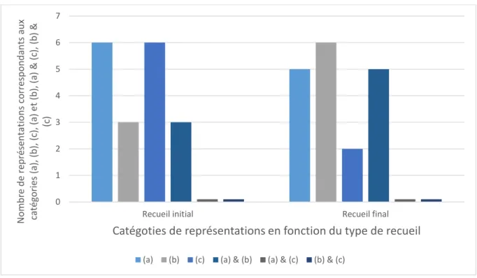 Figure 4 – Tendance détaillées de l’évolution des représentations entre le recueil initial et final par catégorie 