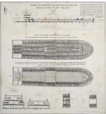 Figure 4: Arrimage d'esclaves dans des coupes de navires britanniques en vertu de la loi sur la traite des esclaves réglementés de  1788