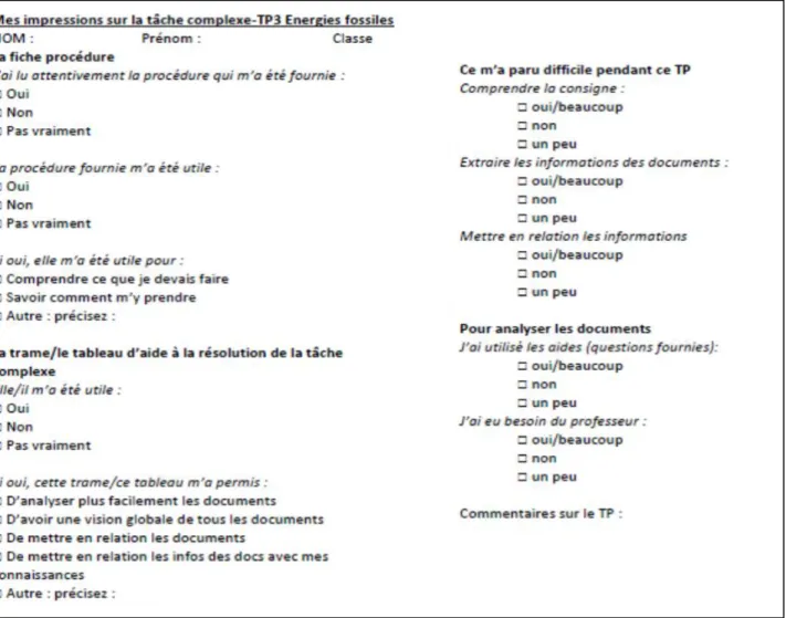 Figure 9: Questionnaire de ressenti sur la tâche complexe. 