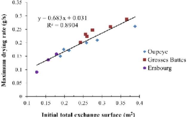 Fig. 8. Total exchange surface vs. ratio of  sawdust/sludge. The solid symbols are the original 