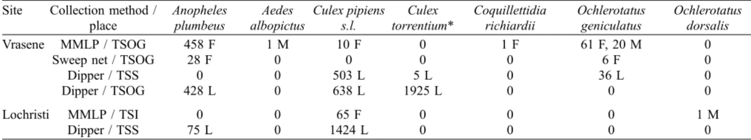 Table 1. Adult and larval mosquitoes collected in Oost-Vlaanderen province, Belgium (02-07 VII 2013).