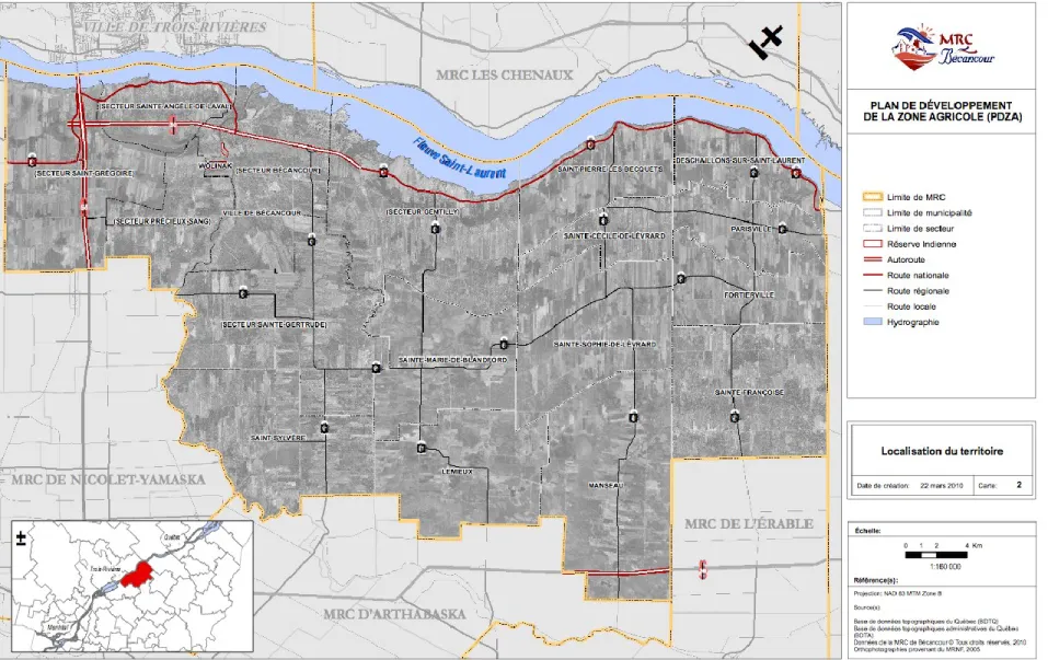 Figure 1. Limites administratives de la MRC de Bécancour 