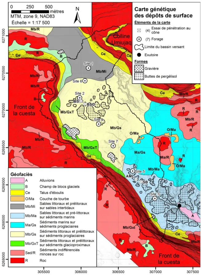 Figure 1.5:   Carte  génétique  des  géofaciès  de  surface  de  la  vallée  Tasiapik