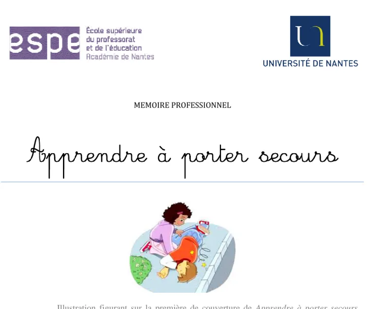 Illustration  figurant  sur  la  première  de  couverture  de  Apprendre  à  porter  secours   réalisé par Frédérique GRINEBALD aux éditions Rue des écoles, 2011