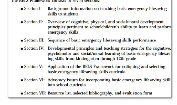 Figure 7 : Les sept sections du  &#34;The BELS Framework&#34; 