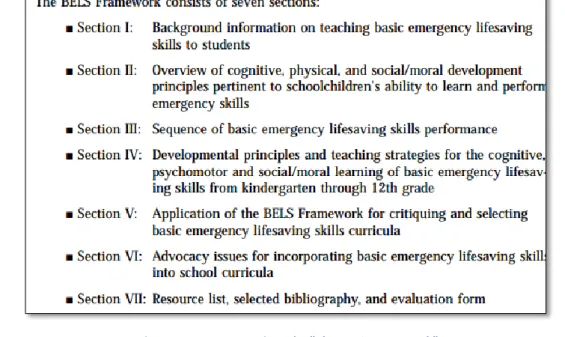 Figure 7 : Les sept sections du  "The BELS Framework" 