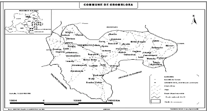 Figure 2. Carte administrative de la commune de Gbomblora 