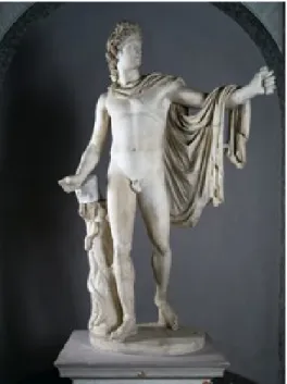 Fig. 24. Œuvre romaine (réplique d'un bronze réalisé entre 330 et 320 av. J.-C. par  Léocharès), Apollon du Belvédère