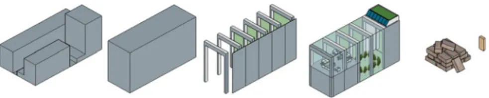 Fig. 4.5 The selection of construction system is the ﬁ rst step to move from the urban massing to the architectural spatial design