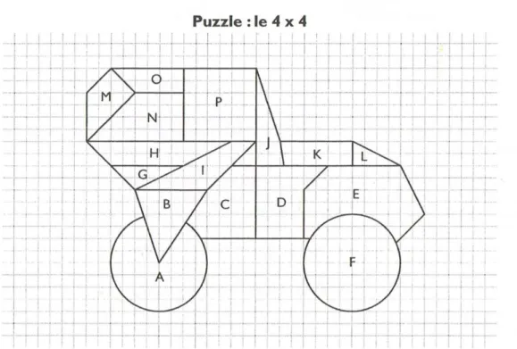 Figure 3 : Le Puzzle, support présentant un ensemble de figures (16) à reproduire.   