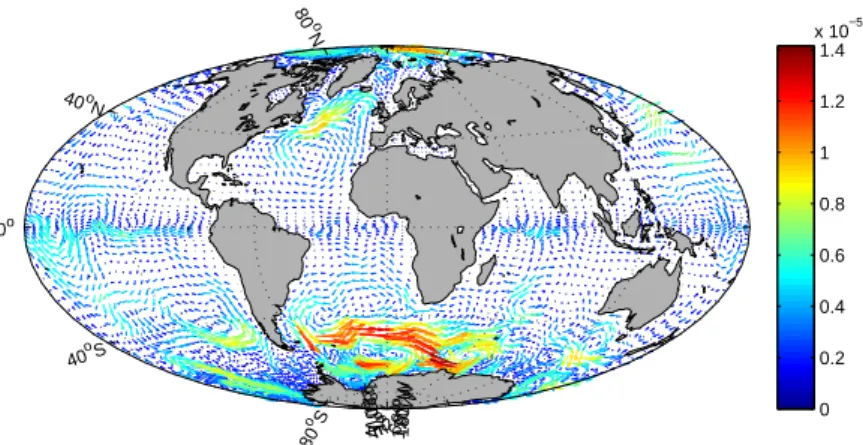 Figure 16: Analysed forcing from CNES observations, used to rerun the model (in ms − 2 ).