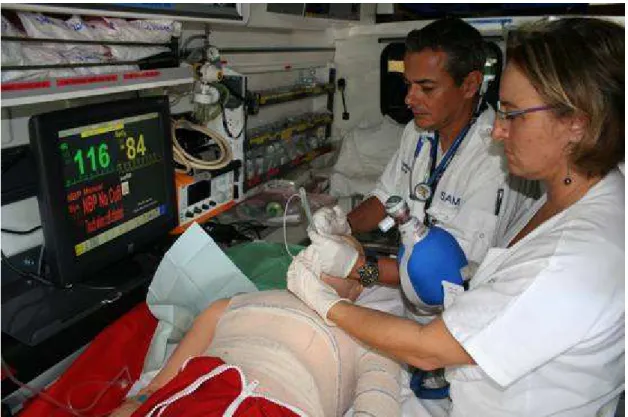 Figure 4:  Séance de simulation dans l’ambulance du SMUR 