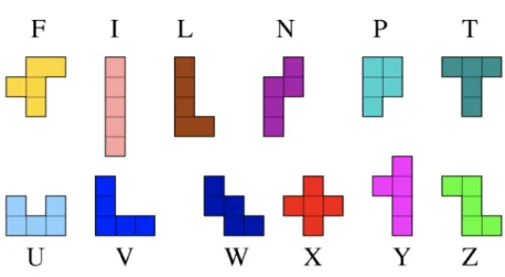 Figure 5.5 – Les douze formes de pentaminos.