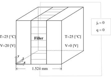 Figure 6: Electro-thermal composite domain and the boundary conditions