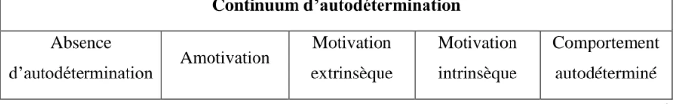 Figure 3. Continuum d’autodétermination selon Deci et Ryan (Vianin, 2006, p.31)  La  théorie  de  la  motivation  par  les  finalités  et  par  les  moyens,  développée  par  De  la  Garanderie  (1991)  tend  vers  ce  qu’on  appelle  aujourd’hui  la  péda