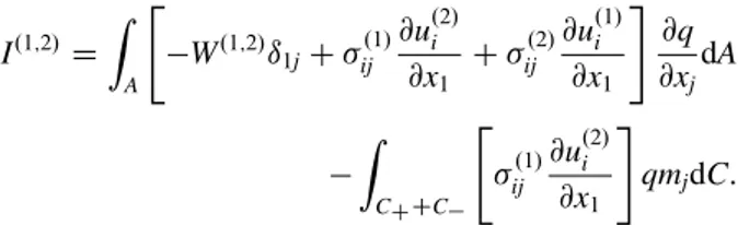 Fig. 4 Uniform pressure imposed on the top surface of a 2D square sample with a crack (red line) inside