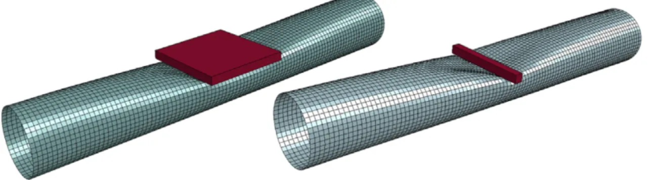 Figure 1.18: Deformation of the impacted tubular member for two indenter shape [79]