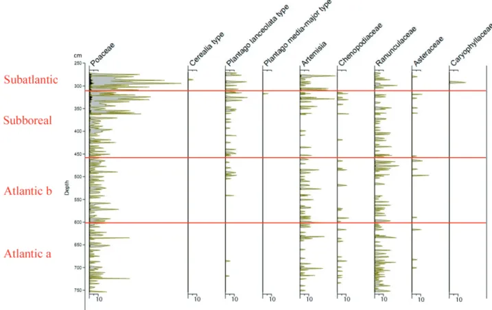 Figure 3. Non arboreal pollen diagram showing the taxa represented by less than one percent (from Kamran et al., 2016)